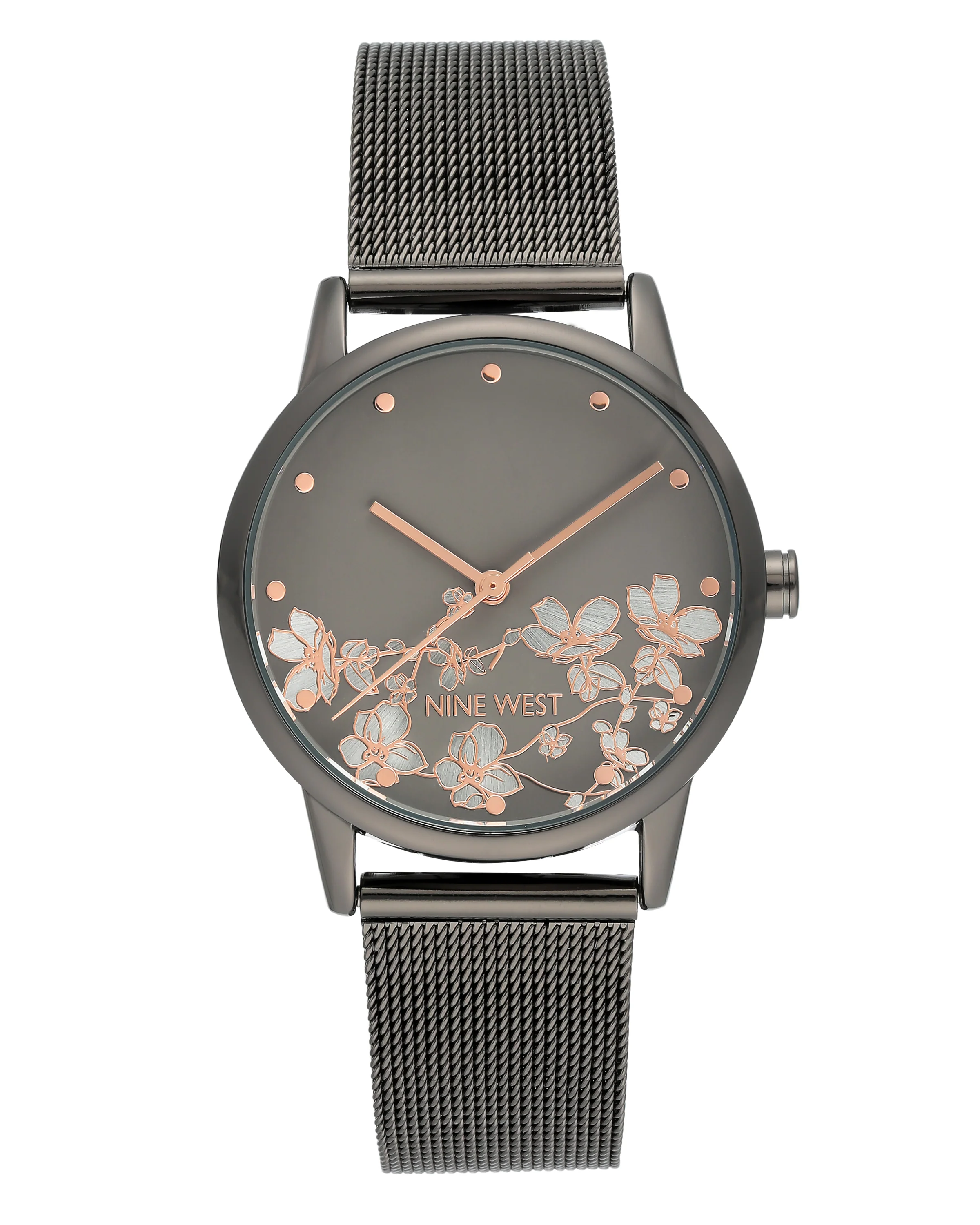 Floral Dial Mesh Bracelet Watch